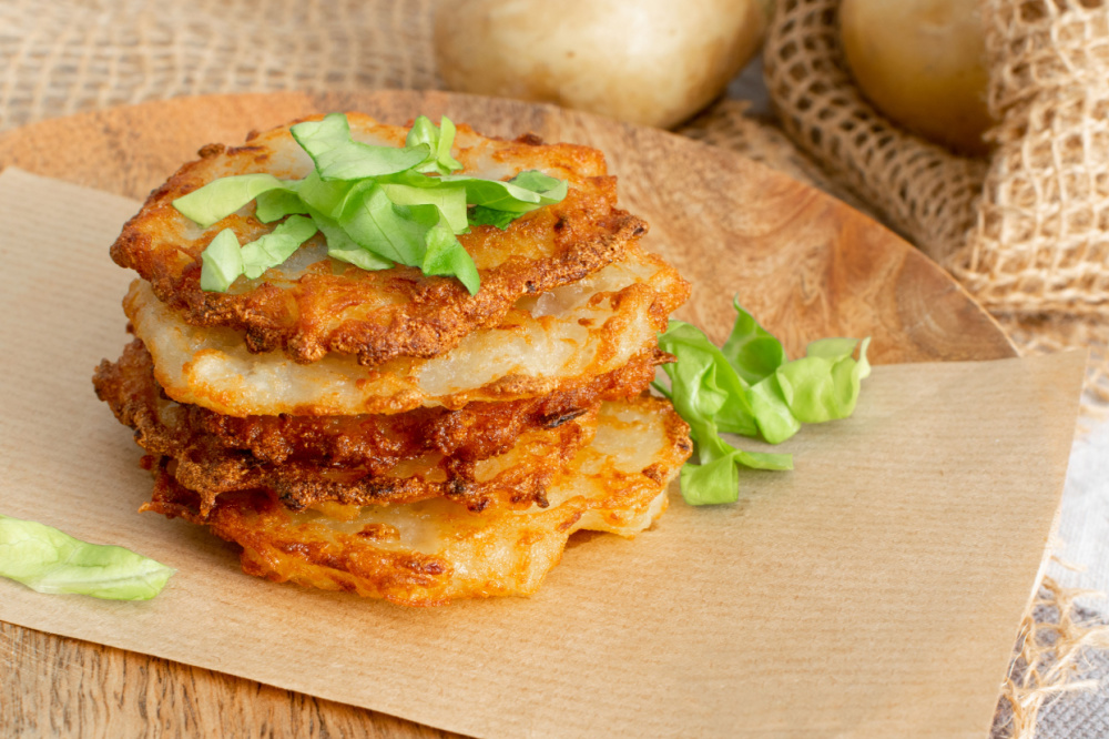 Irish Expressions:  Easy Irish Food Recipes.  Image of stack of potato pancakes, courtesy of Shutterstock.