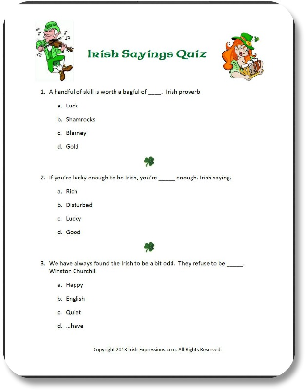 Urter Produkt Uendelighed Irish Sayings Quiz: Entertain Your Friends with Popular Irish Sayings!