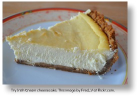 Irish Expressions: Irish Dessert Recipes.  Image of Irish Cream Cheescake slice courtesy of flickr.com.
