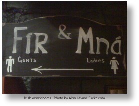 Irish Expressions:  Irish words and phrases. Image of sign directing patrons to the washroom, courtesy of Flickr.